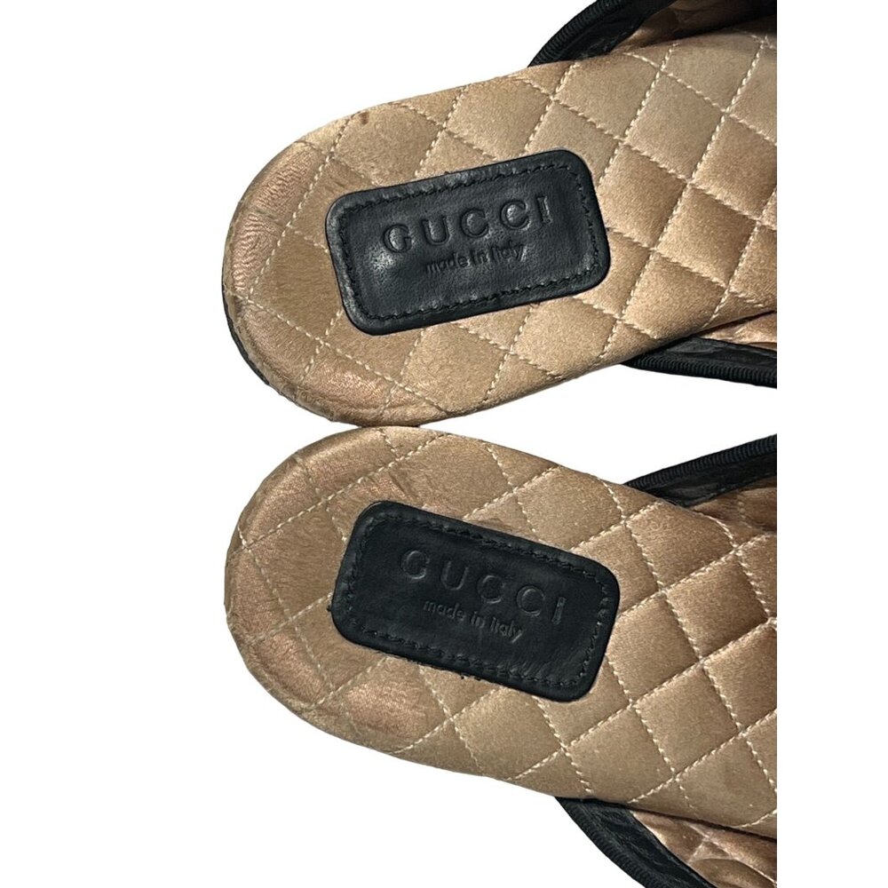 GUCCI Lawrence Princetown Slides Mules Snake Black Velvet Women's Size 37.5 Exce - Picture 4 of 12